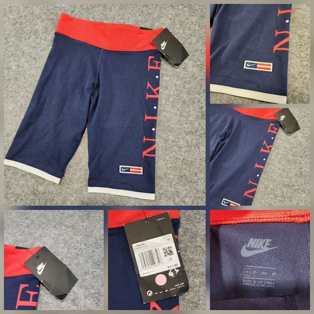 NIKE‎ Womens XS NSW RWD Essential Cycling Bike Shorts Compression USA Flag NWT